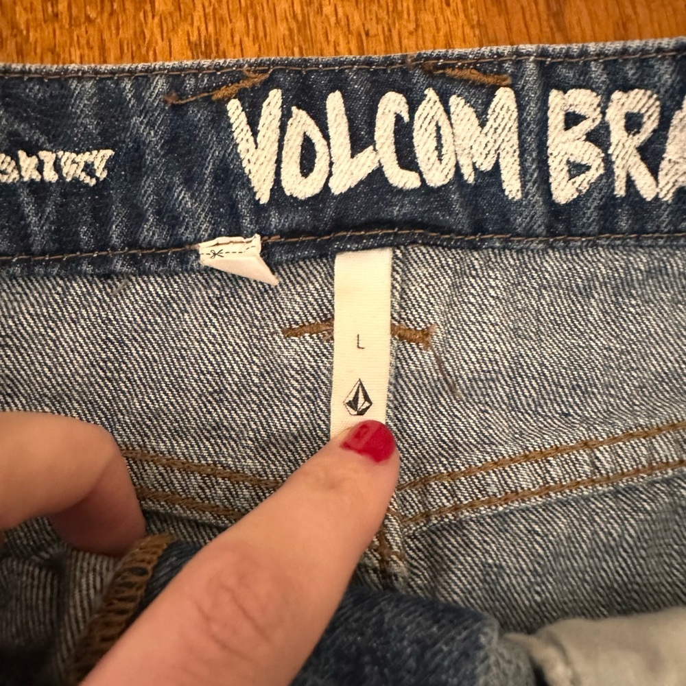 Volcom Blue Denim Button-Front Mini Skirt - Picture 3 of 4